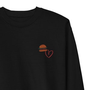 Hamburger Cheeseburger Ketchup-Inspired Red Heart Unisex Premium Sweatshirt