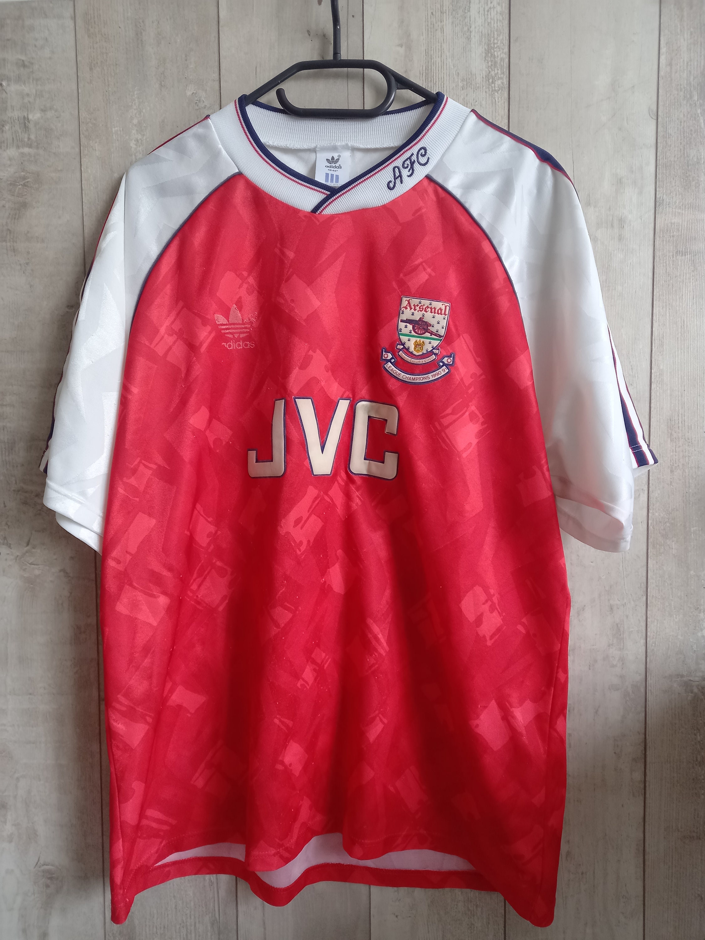 Arsenal Home football shirt 1990 - 1992. Sponsored by JVC