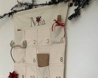 Personalisierter Adventskalender für Kinder XXL / Großer Adventskalender mit Namen zum selber Befüllen /Stoff Wandkalender für Weihnachten