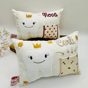 Zahnfeekissen mit Namen,Handgefertiges Personalisiertes Zahnfee Kissen,Geschenk für Kinder,Kissen,Kinderzimmer Deko,Kuschelkissen,Wackelzahn