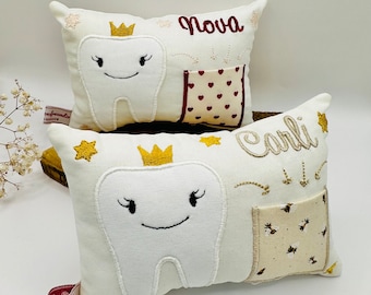 Tooth fairy pillow with name, handmade personalized tooth fairy pillow, gift for children, pillow, children's room decoration, cuddly pillow, wobbly tooth