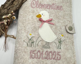 Personalized felt child health record book cover / examination book cover for children / birth gift / christening / baby gift with name / child health record book / felt / gift