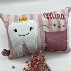 Tooth fairy pillow with name, handmade personalized tooth fairy pillow, gift for children, pillow, children's room decoration, cuddly pillow, wobbly tooth