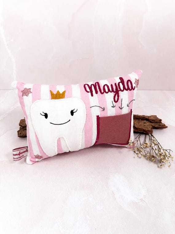 Zahnfeekissen mit Namen personalisiert | Geschenk für Kinder | Wackelzahn Kissen | Kinderzimmer Deko | Handgemacht