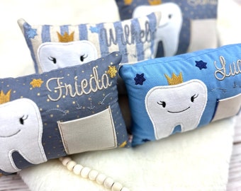 Zahnfeekissen mit Namen personalisiert | Geschenk für Kinder | Wackelzahn Kissen | Kinderzimmer Deko | Handgemacht
