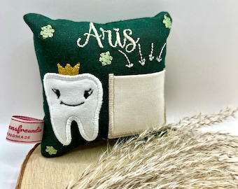 Mini tooth fairy pillow with name, handmade personalized tooth fairy pillow, gift for children, pillow, cuddly pillow, wobbly tooth, individual
