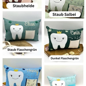 Zahnfeekissen mit Namen,Handgefertiges Personalisiertes Zahnfee Kissen,Geschenk für Kinder,Kissen,Kinderzimmer Deko,Kuschelkissen,Wackelzahn Bild 3