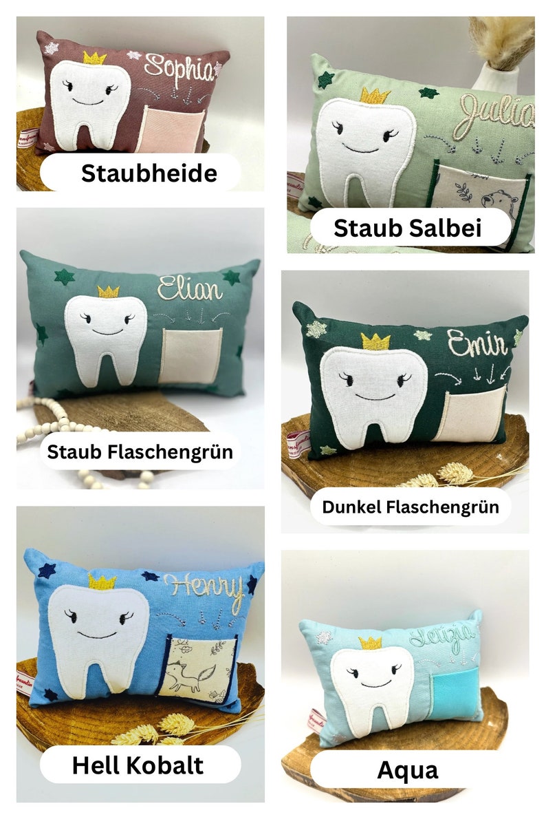 Zahnfeekissen mit Namen,Handgefertiges Personalisiertes Zahnfee Kissen,Geschenk für Kinder,Kissen,Kinderzimmer Deko,Kuschelkissen,Wackelzahn Bild 3