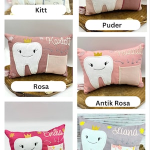 Tooth fairy pillow with name, handmade personalized tooth fairy pillow, gift for children, pillow, children's room decoration, cuddly pillow, wobbly tooth image 2