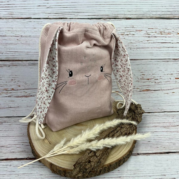 Personalisierter Hasen Turnbeutel mit Namen, Handgemachte Kinder Tasche,Individueller Turnbeutel/Geschenkidee für Kinder/Kindergarten Tasche