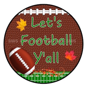Fall Football Wreath Sign with Leaves, Autumn Football Lover Wreath Attachment, Sports themed wreath signs