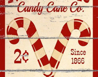Candy cane christmas metal sign, christmas metal wreath sign, old fashioned christmas wreath attachment, retro xmas sign, signs for wreaths