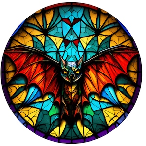 Colorful Faux Stained Glass Halloween Bat Wreath Sign, Spooky Halloween Wreath Attachment, Gothic October 31 Decor, Halloween Wreath Sign