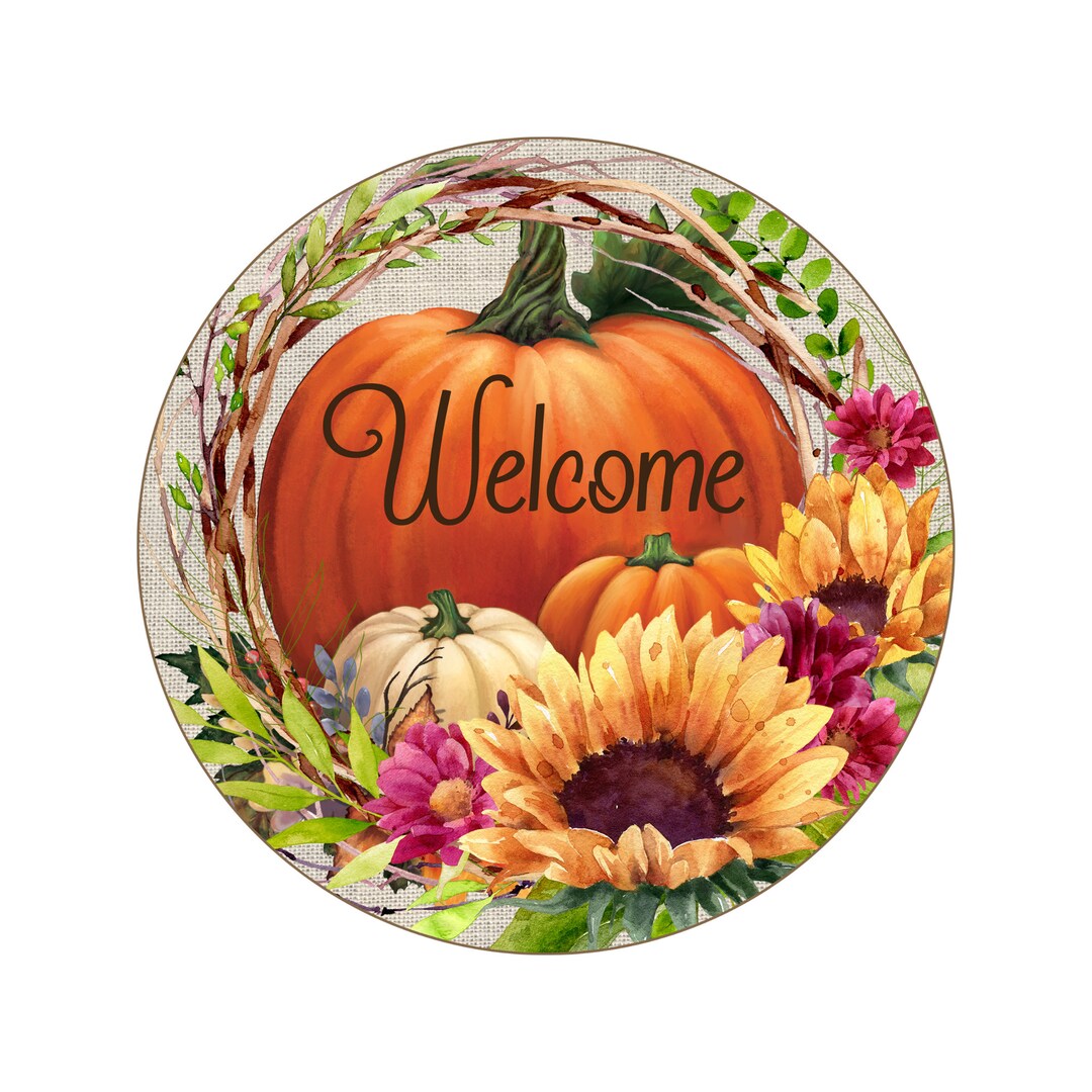 Fall Wreath Sign, Fall Pumpkin Wreath Attachment, Pumpkin and