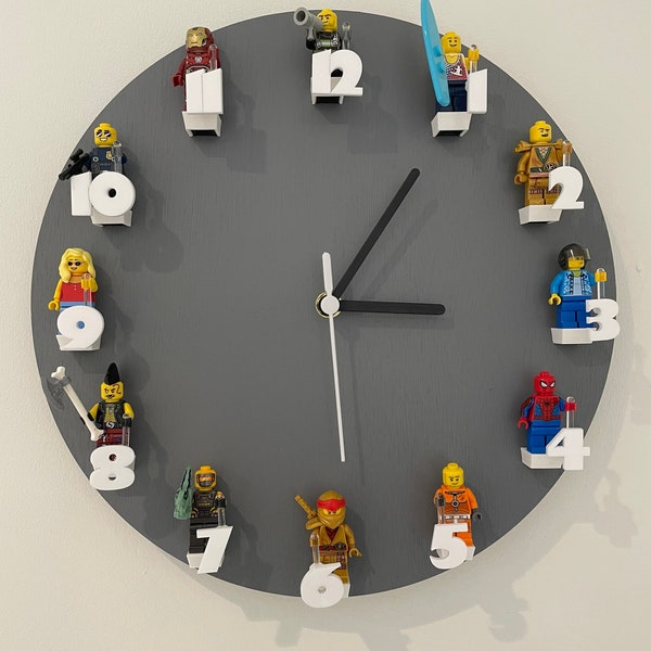Uhr für Lego Minifigur Charaktere. Kinder oder Erwachsene, Geschenk, Geburtstag, Schlafzimmeruhr.