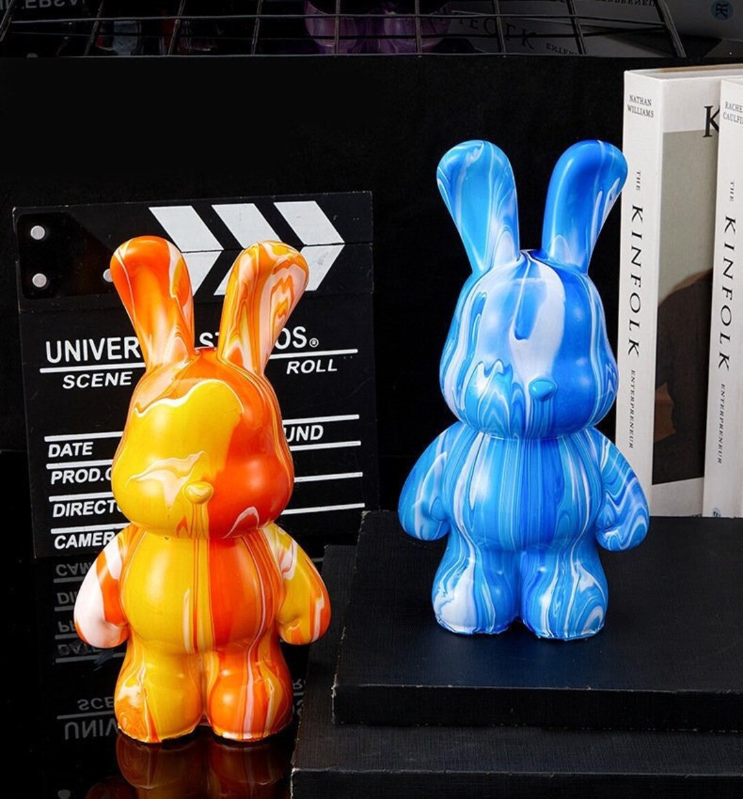 DIY Fluid Rabbit Piggy Bank Painting Manual Fluid Painting Etsy