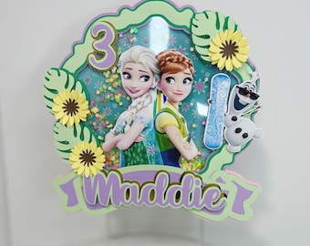 Frozen Fever Taarttopper/Elsa en Anna Decoration/Frozen in Summer Taarttopper/Frozen Theme Party