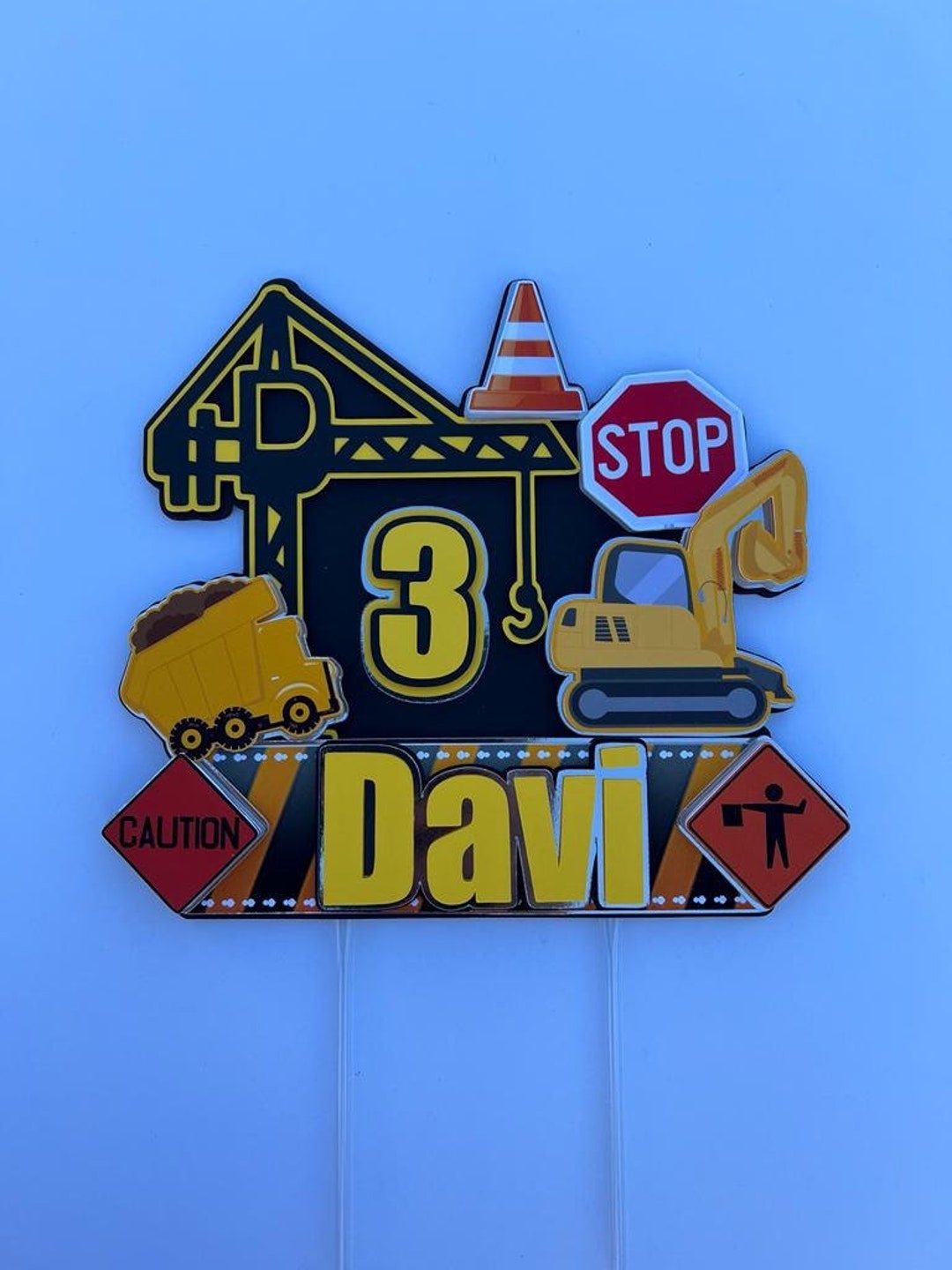 Construction Cake Topper Party Supplies Construction Etsy