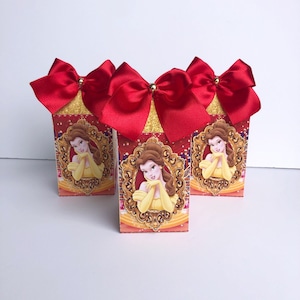 Beauty and the Beast favor, Beauty Princess, Red Rose, Beauty and Beast Birthday Favor Box