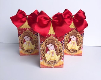 Beauty and the Beast favor, Beauty, Princess, Red Rose, Beauty and Beast  Birthday Favor Box , Party Supplies