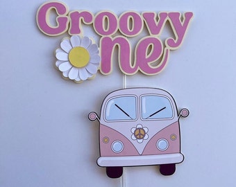 Decorazione per torta Groovy One: decorazione retrò hippie per feste di compleanno