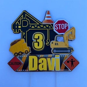 Construction Cake Topper, Party Supplies, Construction Birthday Decoration, Boy Party Theme