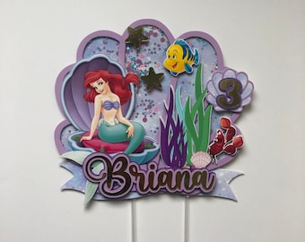 Little Mermaid Cake Topper ,  Ariel Cake Topper ,Little Mermaid Party Supplies , Ariel Birthday Theme , Under the Sea Cake topper