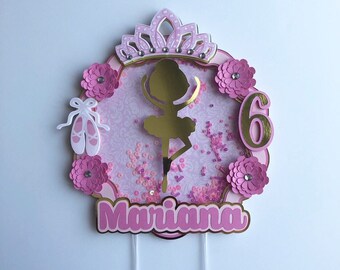 Personalized Ballerina Cake Topper: Pink Birthday Party Decor