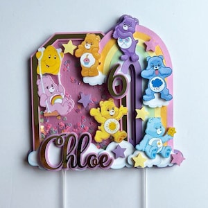 Bears Cake Topper, Rainbow Cake Topper, Girls Birthday Party, Cute Bears Cake topper, Care Bears Party