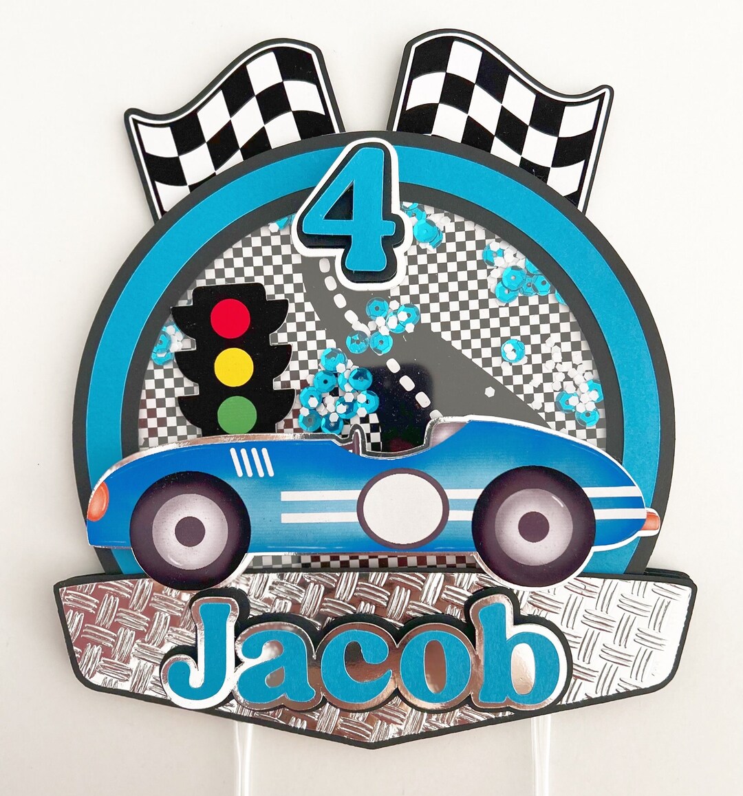 Race Car Cake Topper, Vintage Race Car Decorations, Party Decoration
