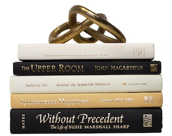 ブラック/タン装飾ブックスタック | 本棚の装飾やコーヒーテーブルに最適