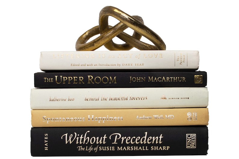 Black/Tan Decorative Book Stacks | Perfect for Bookshelf Décor or Coffee Tables