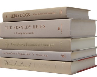 Driftwood Tan Book Stack- 5 Books Office, Home, Staging, Wedding, Props  | Shelf-Ready