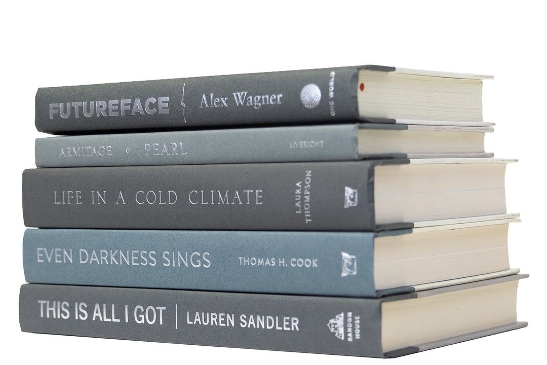 Slate Grey Book Stack- 5 Books Office, Home, Staging, Wedding, Props ...