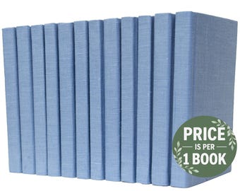 Blue Linen-Wrapped Books | Choose your Colors | Office, Home, Staging, Wedding, Props  | Shelf-Ready | PRICE is PER 1 BOOK