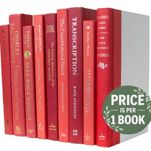 Red Decorative Books | Perfect for Bookshelf Décor or Coffee Tables | PRICE is PER 1 BOOK
