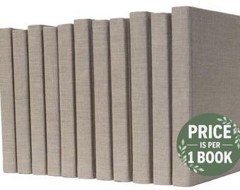 Beige Linen-Wrapped Books | Choose your Colors | Office, Home, Staging, Wedding, Props  | Shelf-Ready | PRICE is PER 1 BOOK