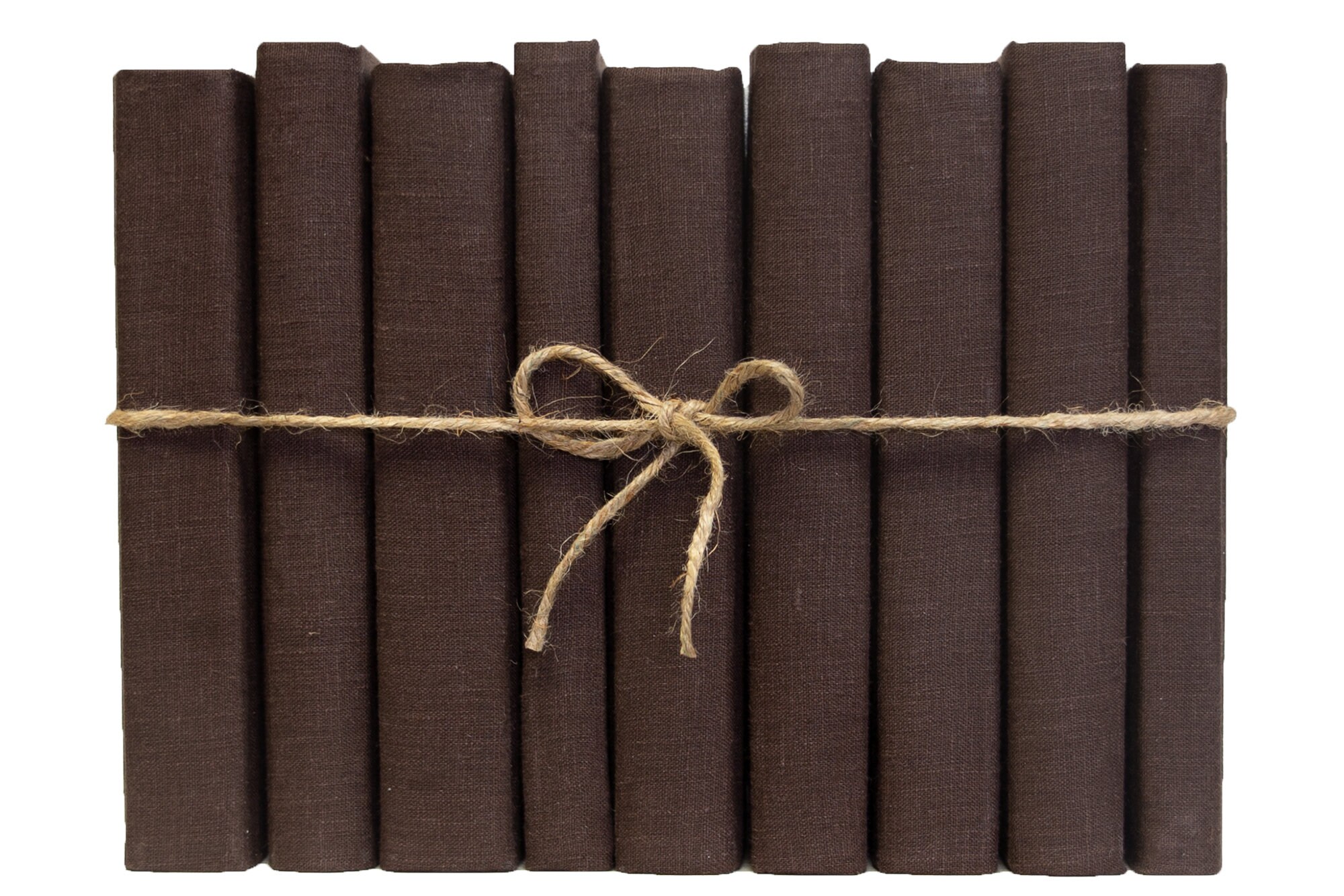 Coffee Brown Linen Decorative Books 9 Books for Bookshelves, Decor, Tables or Props