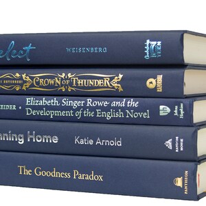 Navy Blue Book Stack- 5 Books Office, Home, Staging, Wedding, Props  | Shelf-Ready