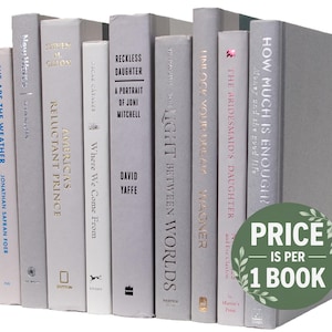 Graue Dekorative Bücher | Perfekt für Bücherregal Dekor oder Couchtische | Der Preis ist PRO 1 BUCH