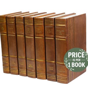 Medium Brown Leather Books  | Choose your Colors | Office, Home, Staging, Wedding, Props  | Shelf-Ready | PRICE is PER 1 BOOK