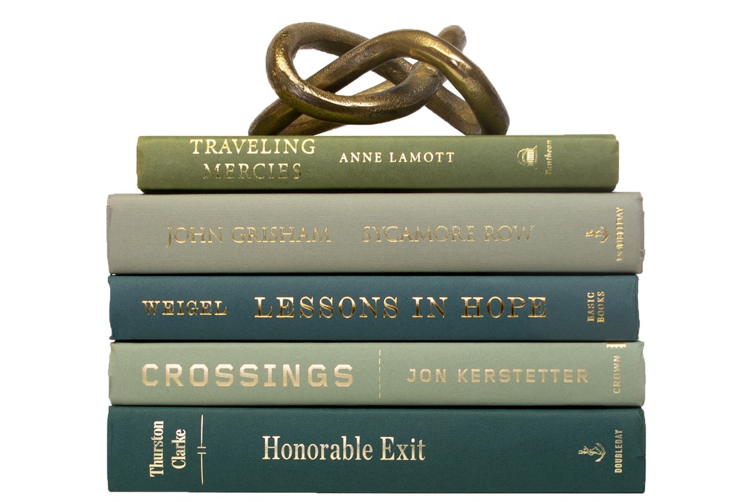 Green Decorative Book Stacks Perfect for Bookshelf Décor or Coffee ...