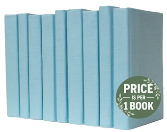 Light Blue Linen-Wrapped Books | Choose your Colors | Office, Home, Staging, Wedding, Props  | Shelf-Ready | PRICE is PER 1 BOOK