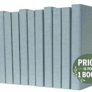 Light Green Linen-Wrapped Books | Choose your Colors | Office, Home, Staging, Wedding, Props  | Shelf-Ready | PRICE is PER 1 BOOK