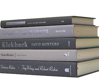 Granite Grey Book Stack- 5 Books Office, Home, Staging, Wedding, Props  | Shelf-Ready
