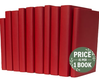Rotes Papier-eingewickelte Bücher | Wählen Sie Ihre Farben | Büro, Haus, Inszenierung, Hochzeit, Requisit | Shelf-Ready | Der Preis ist PRO 1 BUCH