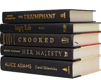 Black & Gold Book Stack- 5 Books Office, Home, Staging, Wedding, Props  | Shelf-Ready