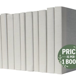 Off-White Linen-Wrapped Books | Choose your Colors | Office, Home, Staging, Wedding, Props  | Shelf-Ready | PRICE is PER 1 BOOK