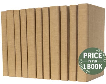 Tan Linen-Wrapped Books | Choose your Colors | Office, Home, Staging, Wedding, Props  | Shelf-Ready | PRICE is PER 1 BOOK