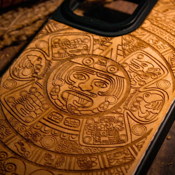 Aztec Calendar Mayan,Ancient Wood Phone case 13 12 11 Pro Max iPhone XS X Note 20 Plus  Samsung S22 S10 S21 S20 Ultra Plus Google pixel